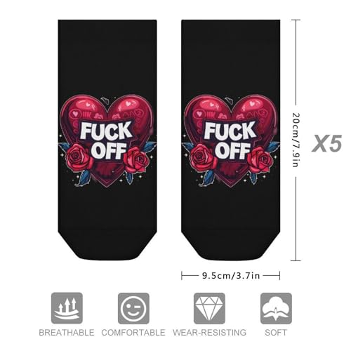 Fuck Off 5 Pairs Ankle Socks No Show Sockes Casual Low Cut Sock for Men Women2