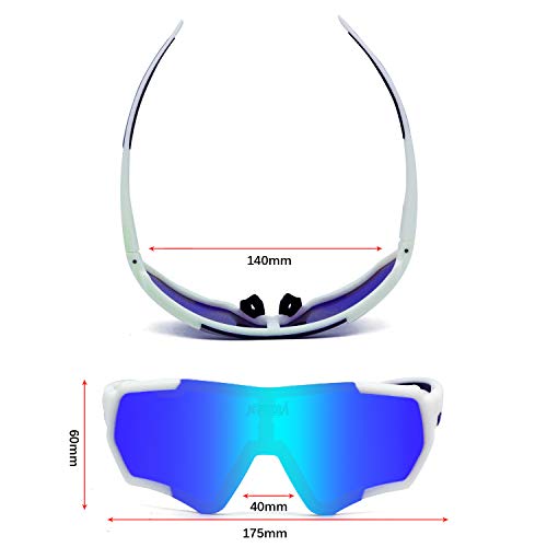 JEPOZRA Lunettes de Cyclisme, Lunettes de Soleil Polarisées avec 3 Verres Interchangeables, Lunettes de Sport UV400 pour Les Activités de Plein Air, Courir, Faire du Vélo, pêche, ski - Image 4