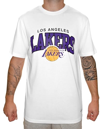 Mitchell & Ness NBA Hardwood Classics Team Arch T-Shirt - Los Angeles Lakers, Blanco, M