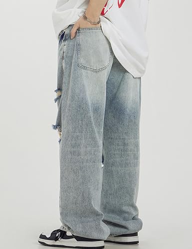Baggy Jeans Y2K Hip Hip Ripped Jeans Grunge Pants High Waisted Skater Pants Wide Leg Distressed Jeans2