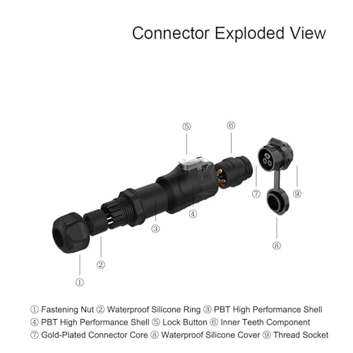 Connecteur circulaire LP16 4 Pin idéal pour éclairage LED extérieur de jardin - 7