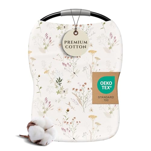 Image of Pobi Baby Premium Multi-Use Cover - Nursing Cover, Baby Car Seat Covers, Shopping Cart, High Chair, and Breastfeeding Cover - Ultra-Soft, Stretchy, Floral Scarf for Baby and Mom (Wildflower)