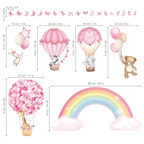 Pegatinas de pared con globos y animales para decoración miniatura 4