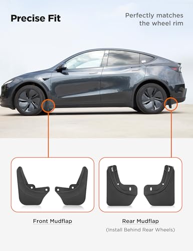 Image of Tparts Mud Flaps Splash Guards for Tesla Model Y Juniper 2025-2026 (Premium /Performance), All-Weather Mud Guard Kits, Exterior Accessories Sediment Protection No Drilling Required Black (Set of 4)