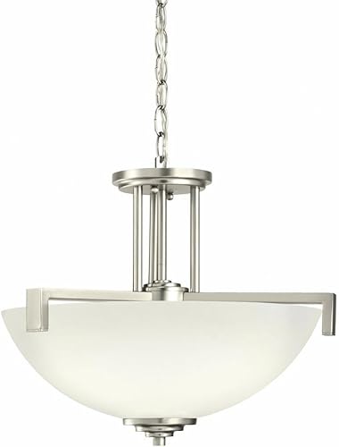 Miniatura 5 de Kichler Eileen - Colgante invertido convertible de 3 luces de 14.5 pulgadas o semi empotrado con cristal de ópalo grabado satinado en cromo