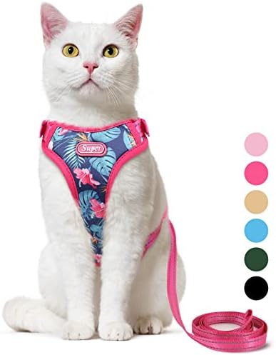 JUNSIRS Cat Harness And Leash Set Escape Proof Travel Cat Harness For Small Cat And Large Cat Blue Color