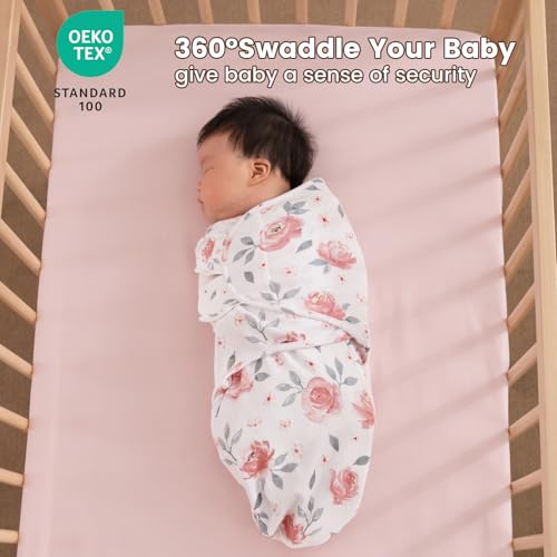 Image of PHF 100% Cotton Baby Swaddle Sleep Sacks for Newborn, 3 Pack Soft Breathable Baby Swaddle Sack 0-3 Months for Girls, Easy Adjustable, Blanket Wrap, Newborn Essentials (Floral)