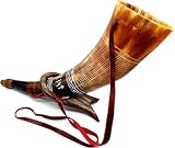 Wikinger-Kriegshorn – 40,6 cm echte Ochsenhorn-Kampftrompete – Premium handgraviertes Blashorn, Wikingerhorn, nordisches Rind, antikes Horn, Bugle, Jagdwerkzeug, Kampfhorn