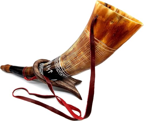Corne de guerre Viking authentique gravée main en véritable corne de bœuf de 40 cm