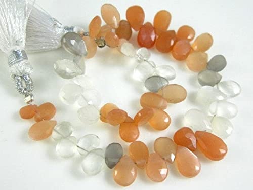 Moonstone Faceted Pear Briolette pierres naturelles pour bijoux collier et bracelet DIY