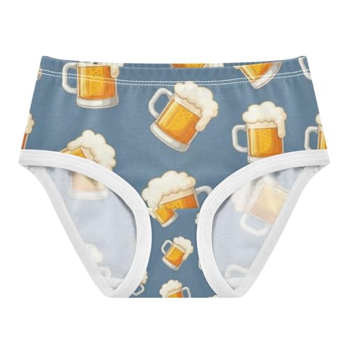 Toddler Girl Briefs, Cartoon Beer Mugs Girls Underwear Cotton, 2T–8 Years