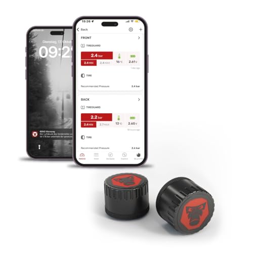 RideLink TPMS | Sensores de presión de neumáticos | Temperatura de los neumáticos | Bluetooth 5.0 | Válvula de 3,5