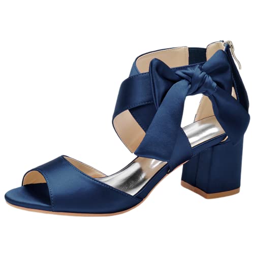 Sandales talons carrés 6 cm satin femme nu-pieds bout ouvert chic soirée