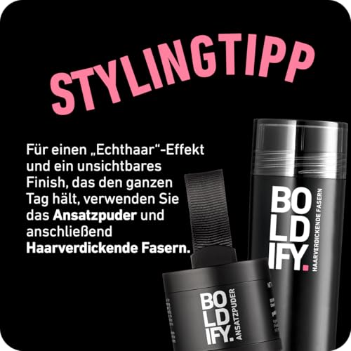 BOLDIFY Ansatzpuder 4g - Haar Concealer zur Haarverdichtung für Frauen und Männer, Grauabdeckung für 24h, wasserfestes Haar Make-up zum Ansatz kaschieren (Hellblond)