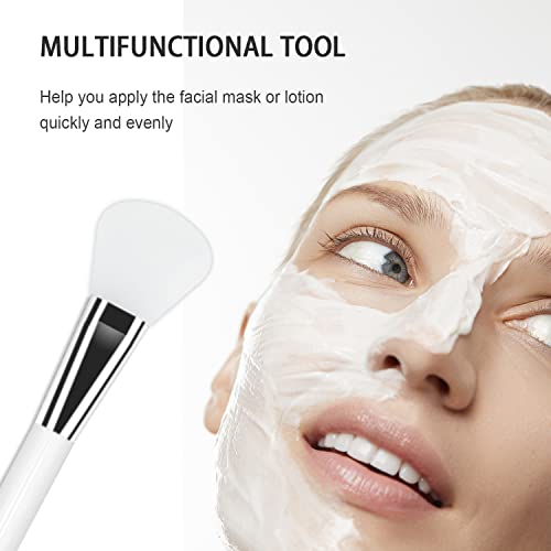 Facial Mask Application Brush, Soft Silicone Fan Shape White Brush Head Cosmetic Tool for Body Lotion, Mud, Clay, Charcoal Mixed Mask - Image 3
