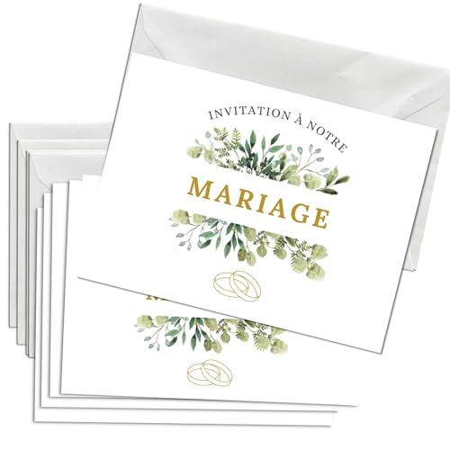 Briefzauber 12x cartes d’invitation + 12x enveloppes | Set DIN A6 avec texte à trous - enveloppe faire part | Différents motifs (Mariage - Floral)