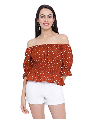 Image of Women Off Shoulder Cotton Color Block Top