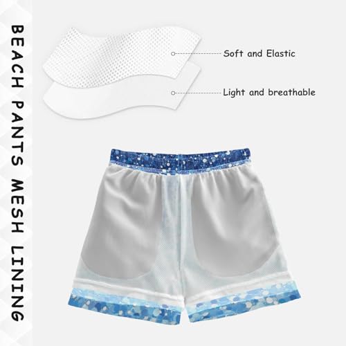 Pigsaly Boys Swim Trunks Dark Sky Blue Gradient Glitter Boys Board Shorts Swimsuit Swimwear Summer Bathing Suit 5T4