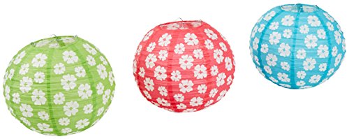 Beistle 54574 3-Pack Hibiscus Paper Lanterns, 9-1/2-Inch