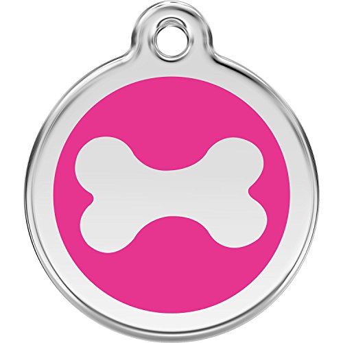 Red Dingo Personalized Bone Pet ID Dog Tag (Small Hot Pink)