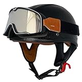 Cascos Half-Helmet Cascos Abiertos De Motocicleta Medio Casco Jet Retro Moto Homologado ECEDOT Hebilla De Liberación Rápida Pa Hombres Y Mujeres El Forro Es Desmontable B,L:59-60CM