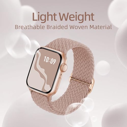 Image of 4 Pack Braided Stretchy Bands Compatible with Apple Watch 40mm 41mm 38mm 42mm 44mm 45mm 46mm 49mm Women Men, Breathable Nylon Elastic Daily Use Straps for iWatch Series 11 /10 9 8 7 6 5 4 3 SE /Ultra 2