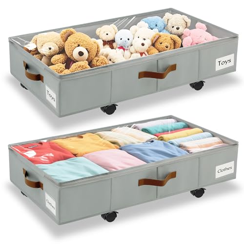 2 Pack Under Bed Storage with Wheels – 30.5×17×5.5 Inch,