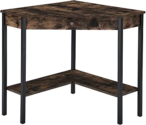PADMA HOUSE Bureau d'angle avec étagère, Table de Travail Triangulaire pour Salon, Bureau d’Angle, Table Informatique en Forme, Bureau Gamer, avec Étagère de Rangement, Gain de Place Cover