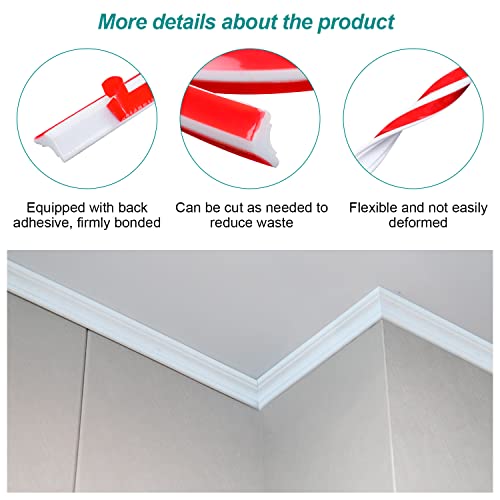 YAYODS Flexible Zierleisten 2 Rollen - Selbstklebend Weiß 12x9mm - Für Decken & Wände