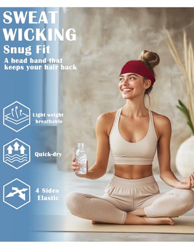 Image of Headbands for Men & Women, Sweat Headband Non-Slip Sweatband Sports Running Cycling Yoga Basketball Workout Football Training