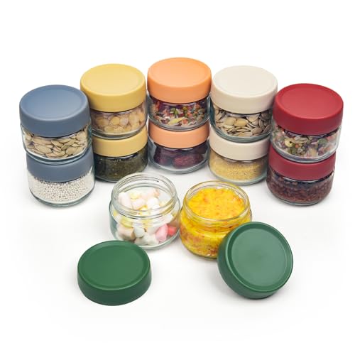 Image of EONJOE Glass Baby Food Storage Containers ，12-Pack 4oz Small Glass Jars with Lids Cute Kids Baby Food Prep Maker Essentials Bowls Bpa Free