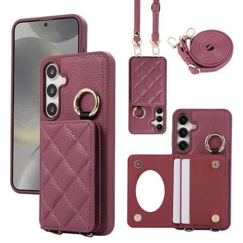 Étui portefeuille en cuir avec bandoulière pour Samsung S24 Ultra