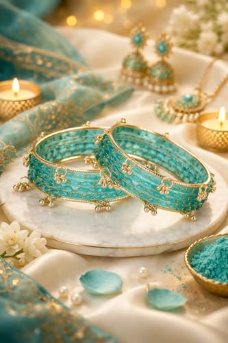 Image of Shining Diva Fashion 16 Pcs Trendy Stylish Glass & Kashmiri Ghungroo Bangles Set for Women & Girls | Traditional Festive Wedding Party Jewellery