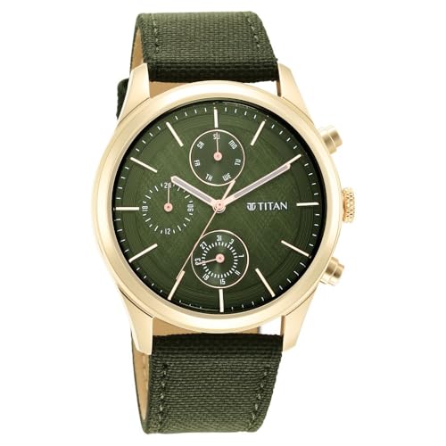 Image of Titan Neo Splash Green Dial Quartz Analog with Date Fabric Strap Watch for Men-NS1805WP01