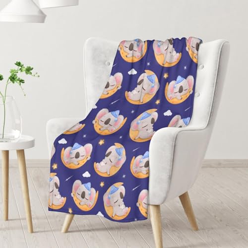 Koala Blanket Gifts - 30"x40" Cute Throw for Women, Girls - Purple Soft Fuzzy Blankets for Couch & Office
