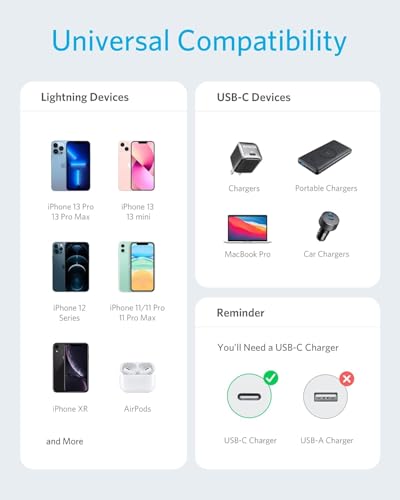 Image of Anker USB C to Lightning Cable MFi Certified [6ft] Compatible with iPhone 13, 12, 11, X Series & AirPods Pro, Supports Power Delivery Fast Charging (Black),Ideal for Home Use and Daily Use