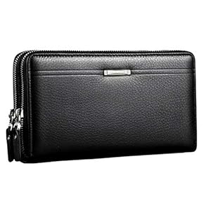 Leder Wristlet Clutch Geldbörse Brieftasche für Männer Frauen Handschlaufe Handyhalter Handgelenk Tasche Wristlet Münze Geldbeutel Geschäft Mehrere Fächer Handtasche Schwarz