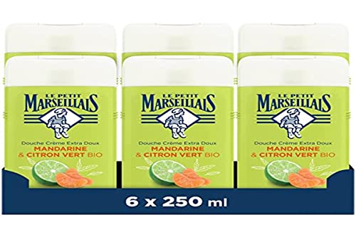 Le Petit Marseillais Gel de ducha y baño extra suave, mandarina orgánica y verde lima, 6 x 250 ml