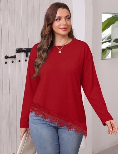 WIHOLL Fall Fashion Clothing Red Christmas Shirts for Women Long Sleeve Top - image 3