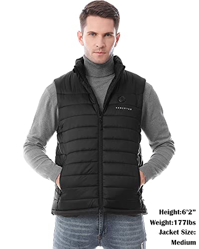 Venustas Men's Heated Vest With Battery Pack 5V, Ykk Zippers And Water&Wind Resistant (Black, Large) #TOP2