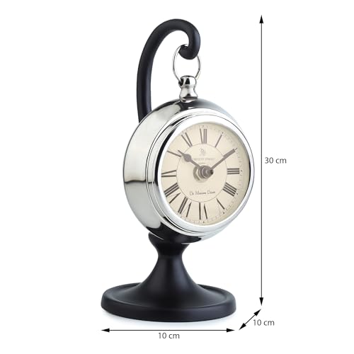Image of Decor de Maison Brings Handcrafted Seishi Table Clock for KidsRoom, Living Room, Bedroom, Study Table|Classic Non-Ticking Tabletop Battery Operated Analog Desk Clock (Silver)