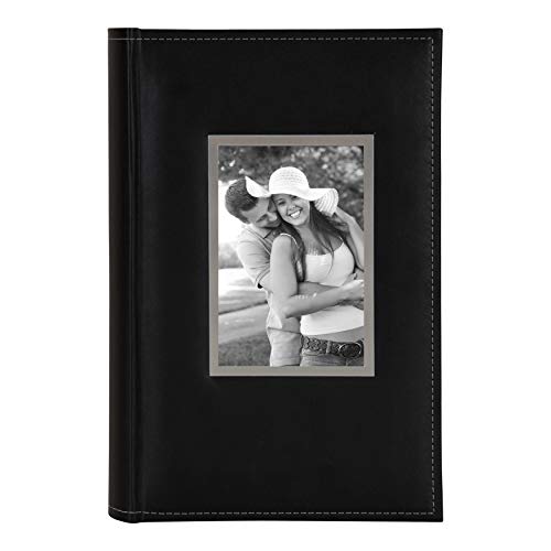 DesignOvation Sleek Black Faux Leather Photo Album, Holds 300 4x6 Photos, Set of 4