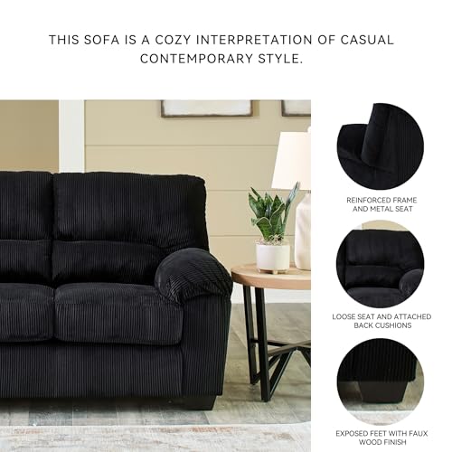 Image of Signature Design by Ashley Loveseat Sofa, No Assembly 63 in Onyx Couch