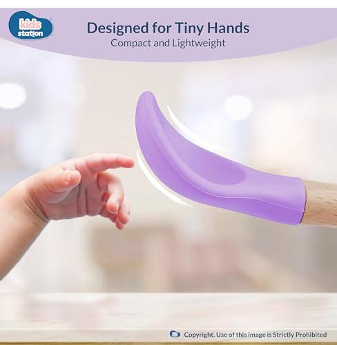 Image of Kids Station Wooden Baby Feeding Set - Bowl, Spoon & Bib - Purple | Eco-Friendly Self-Feeding Baby Tableware Set (3 pcs, Purple)