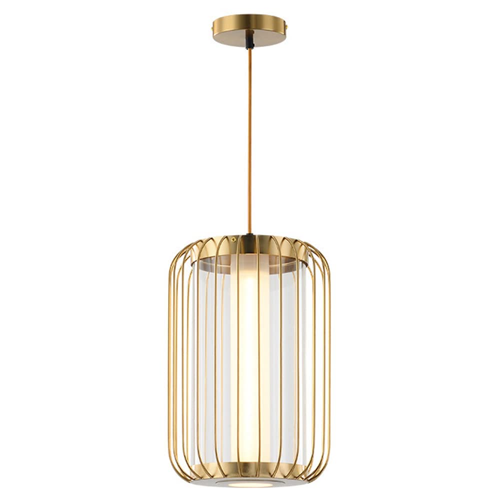 SXECAEPS Modern creative chandelier Modern Farmhouse Cage LED Metal Pendant Light Fixtures 3000K Mid Century Retro Single Head Hanging Lamp For Kitchen Island Bathroom Interior Light