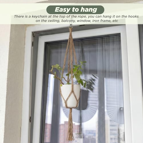 Image of EBOOT 3 Pack 33 41 48 Inch Large Macrame Plant Hanger Rope to Hang Flower Pot Plant Holder for Indoor Outdoor Decorations, 4 Legs (Linen Color)