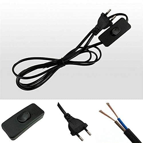 VRCT 2-Pin Plug-in Light Fitting Long Wire with Switch On/Off Button Cable/Cord for Table Lamps & Home Decor 2 Meter Long Power Cable for Multipurpose Uses 1