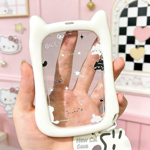 1 Stück Photocard Holder, Kpop Fotokarten Halter, Kpop Photocard Holder Weiße Katzenohren Design, Photocard Holder Kpop Ideal für Idol Sammler und Studenten, 11.5 x 8 cm