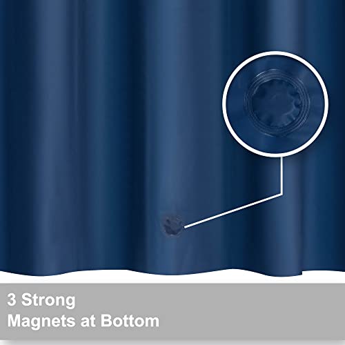 Image of Barossa Design Navy Shower Curtain Liner - Premium PEVA Shower Liner for Bathroom, BPA & PVC Free, No Chemical Smell, Lightweight Standard Size Bath Curtain with 3 Magnets, Metal Grommets - Navy Blue