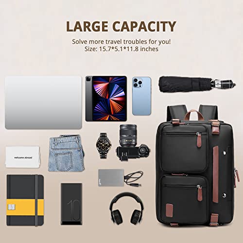 Molnia Classic 15.6 Inch 3 In 1 Laptop Backpack, Briefcases For Men, Laptop Backpack, Messenger Bag, Computer Bags For Men/Women, Black #TOP1